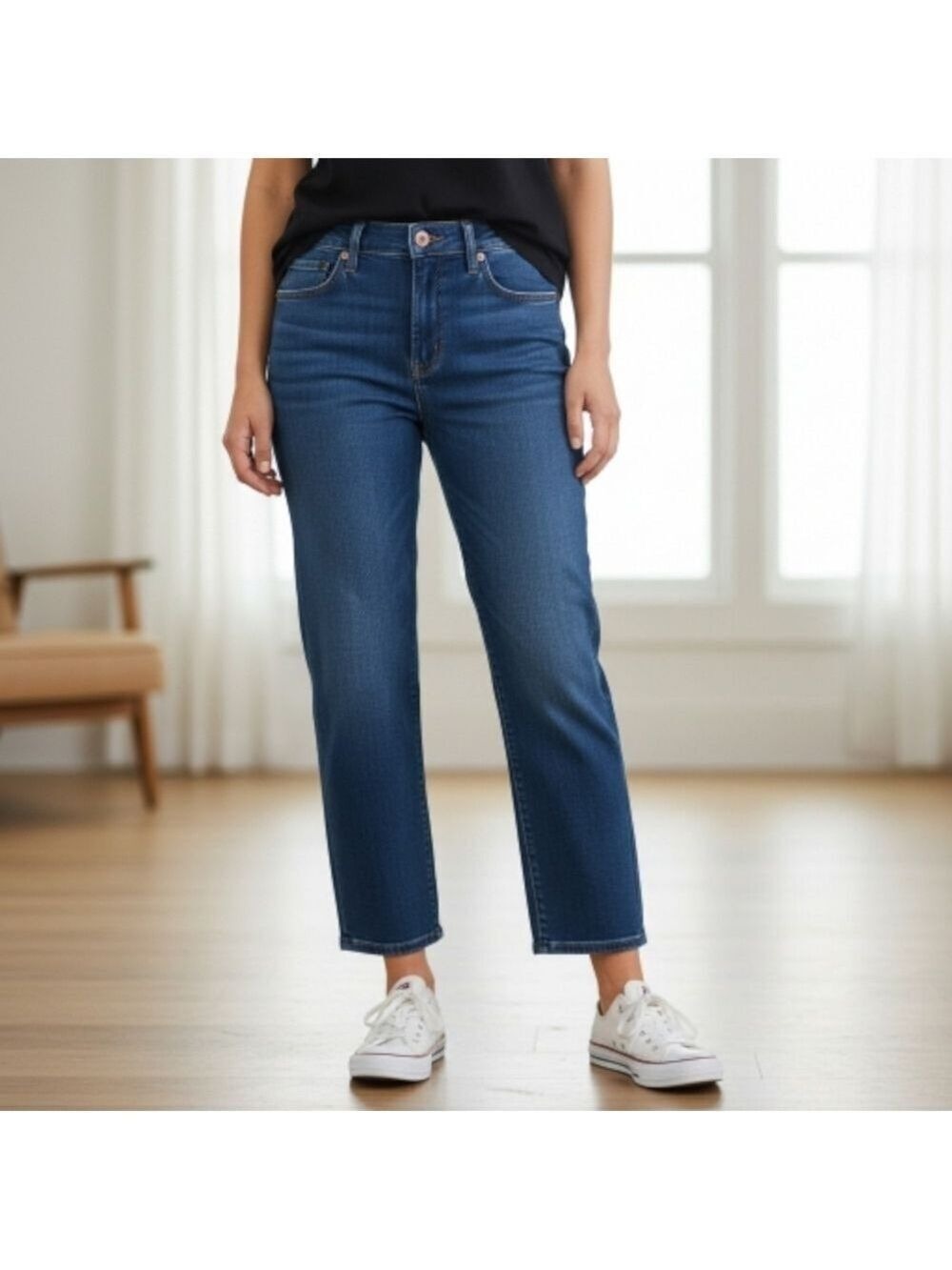 Nicole Miller Blue Denim Straight Leg Boho Jeans 14